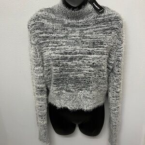 NWT Express Fuzzy Cropped Grey Sweater